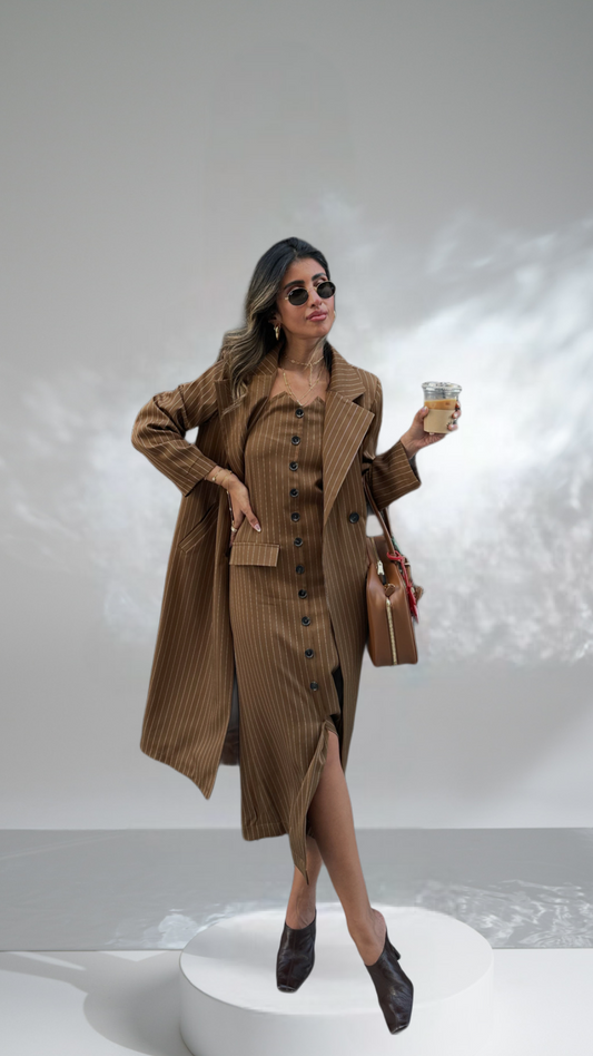 Chocolate brown blazer dress set