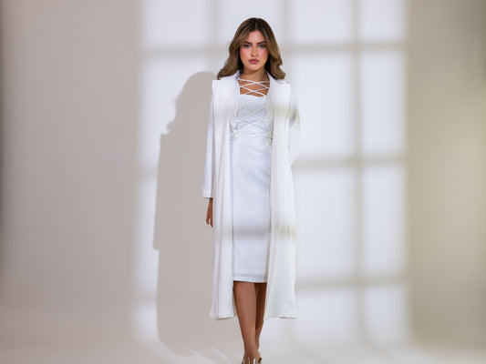 White summer dress with Long Vest